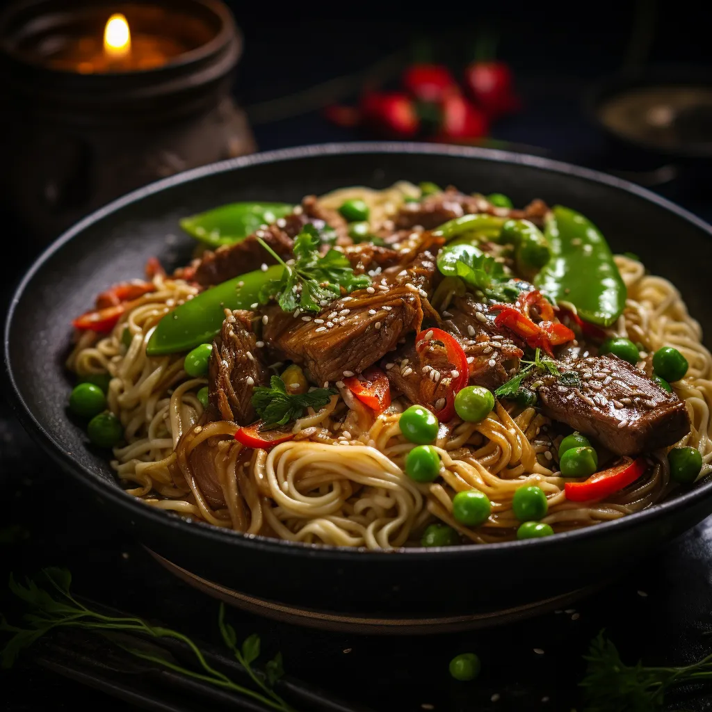 Cover Image for What to do with Leftover Beef Stir-Fry Noodles Soup with Snow Peas