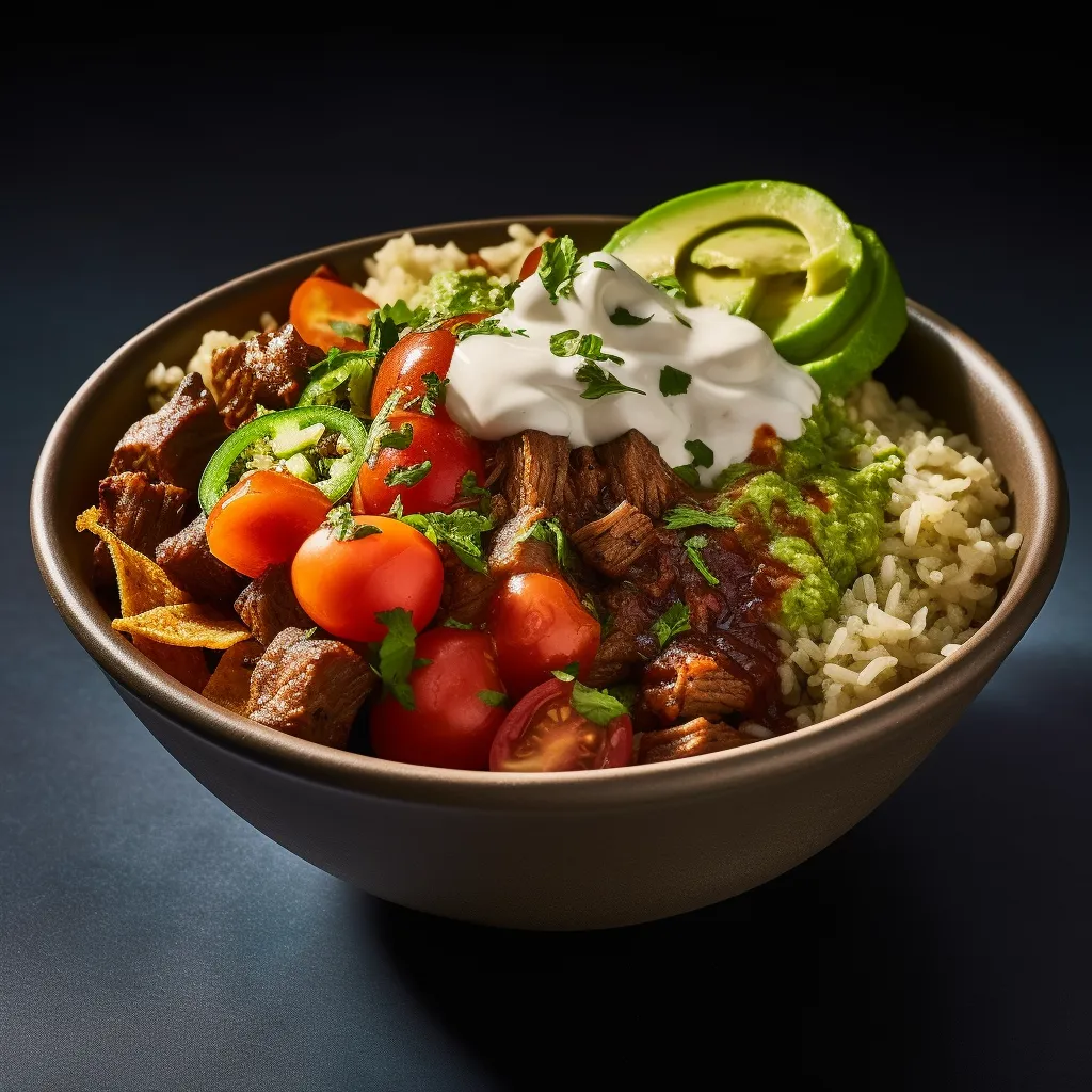 Cover Image for What to do with Leftover Beef Burritos Bowl with Guacamole and Sour Cream