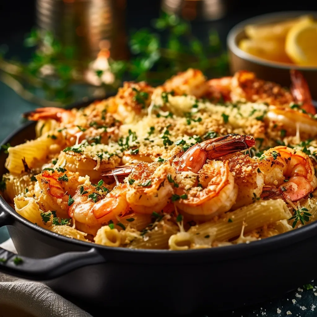 Cover Image for What to do with Leftover Shrimp Scampi Pasta Bake with Parmesan Crust
